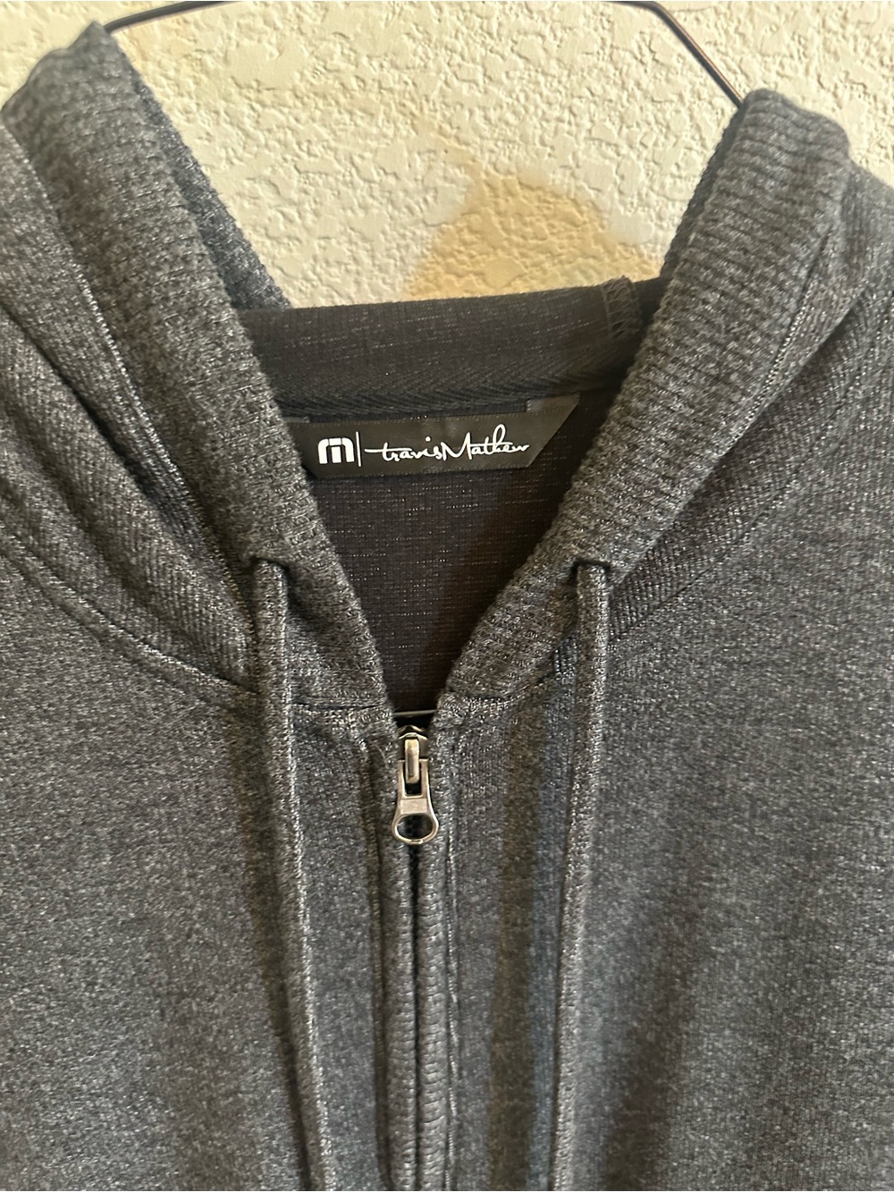 Travis Mathew Men's Charcoal Gray Full-Zip Hooded Sweater